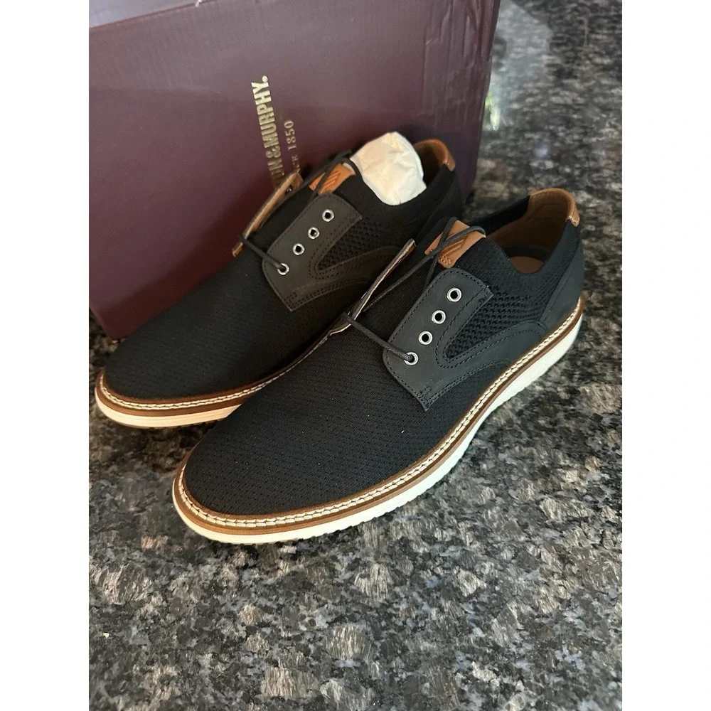 Johnston & Murphy Hodges Black Knit Plain Toe Oxfords 59-5081 Mens 9 M